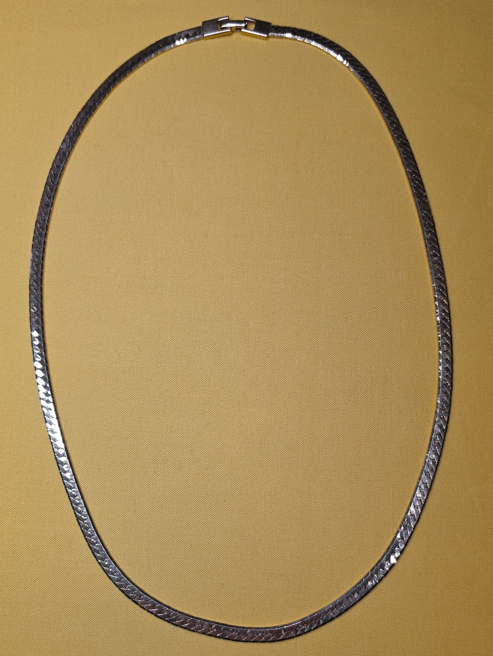 MINT Vintage 80s Signed Napier Gold Tone Flat Herringbone Chain Necklace